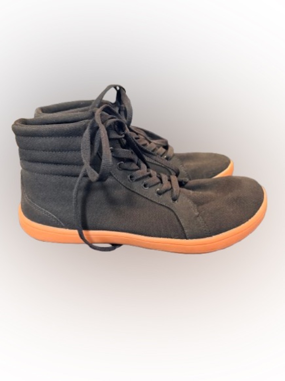 WHITIN Minimalist Barefoot High Top Sneakers Black Gum Sole Size 41